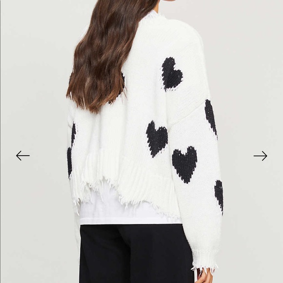 NWT WILDFOX white black heart distressed sweater - Picture 4 of 7